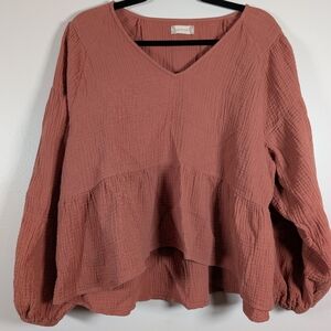Altar'd State Dusty Rose V-Neck Blouse